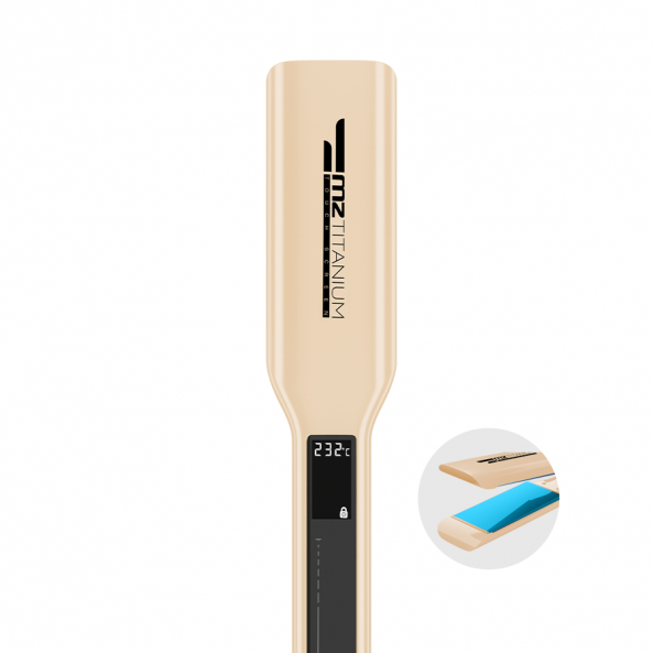Утюжок MZ Titanium капучино, голубые пластины, матовый